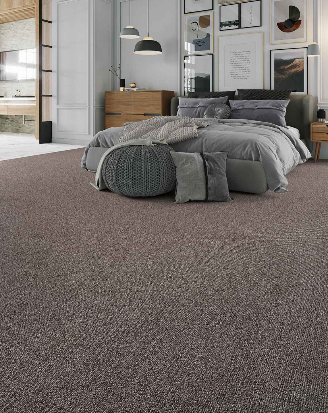 Installed carpet in a bedroom. 